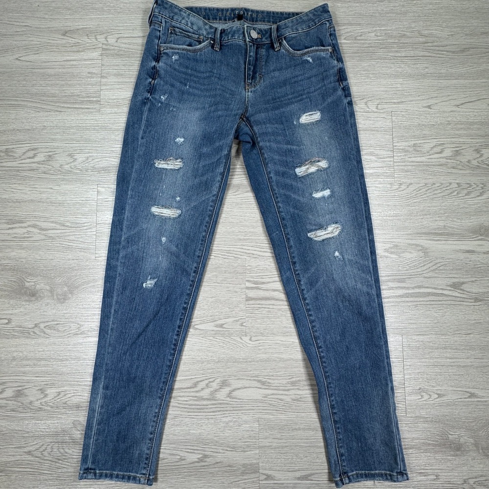 White House Black Market Women's Jeans The Girlfriend Blue Size 0 Distressed